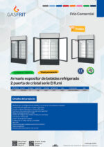 Armario Expositor Refrigerado Negro 2 Puertas de Cristal 800 Litros 8 Estantes 1000x550x1980h mm 9001 GASFRIT - Imagen 2