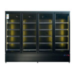 Armario Expositor Refrigerado Negro 4 Puertas de Cristal 1300 Litros 20 Estantes 2508x710x2030h mm GF40000D GASFRIT