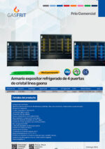 Armario Expositor Refrigerado Negro 4 Puertas de Cristal 1300 Litros 20 Estantes 2508x710x2030h mm GF40000D GASFRIT - Imagen 2