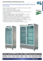 Armario Expositor de Refrigeración Acero Inoxidable 2 Puertas de Cristal 6 Estantes 1200 Litros Gama SNACK 1388x728x2067h mm ARS-1202-PC EUTRON - Imagen 2