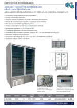Armario Expositor de Refrigeración Acero Inoxidable 2 Puertas de Cristal 8 Estantes 1400 Litros Gama G/N 1410x830x2050h mm SG-1400 EUTRON - Imagen 2
