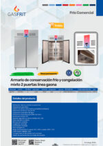 Armario Mixto Acero Inoxidable 2 Puertas Opacas 1200 Litros 8 Estantes 1240x760x2010h mm GFH109 GASFRIT - Imagen 2