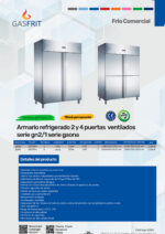 Armario Refrigerado Acero Inoxidable 2 Puertas Opacas 1300 Litros 6 Estantes GN 2/1 - 1480x830x2010h mm GF050 GASFRIT - Imagen 2