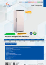 Armario Refrigerado Acero Inoxidable 1 Puerta Opaca 600 Litros 6 Estantes 777x695x1890h mm GFX011 GASFRIT - Imagen 2