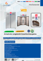 Armario de Congelación Acero Inoxidable 2 Puertas Opacas 1200 Litros 8 Estantes 1240x760x2010h mm GFH110 GASFRIT - Imagen 2