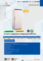 Armario de Congelación Blanco 1 Puerta Opaca 400 Litros 4 Estantes 600x585x1850h mm GF049 GASFRIT - Imagen 2