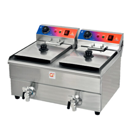Freidora Eléctrica con Grifo de Vaciado 2 Cubas 10 +10 Litros Sobremesa 580x480x340h mm SZ-102V GASFRIT