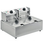 Freidora Eléctrica sin Grifo de Vaciado 2 Cubas 7 + 7 Litros Sobremesa 550x450x280h mm SZ-82A GASFRIT