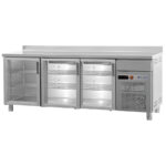 Frente Mostrador Acero Inoxidable 3 Puertas de Cristal 6 Estantes 404 Litros Gama 600 - 2017x600x1050h mm FBR-200-V EUTRON
