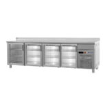 Frente Mostrador Acero Inoxidable 4 Puertas de Cristal 8 Estantes 701 Litros Gama 600 - 2542x600x1050h mm FBR-250-V EUTRON