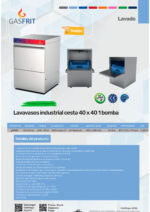Lavavasos Industrial con Cesta de 400 X 400 mm 470x510x1770h mm GF8000 GASFRIT - Imagen 2