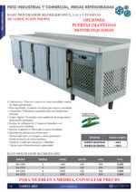 Mesa Refrigerada Acero Inoxidable 2 Puertas Opacas 2 Estantes 1500x600x850h mm BM-1500 EUTRON - Imagen 2