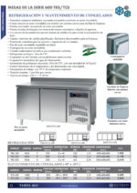 Mesa de Congelación Acero Inoxidable 3 Puertas 3 Estantes 390 Litros Gama 600 - 2017x600x850h mm TCS-200 EUTRON - Imagen 2
