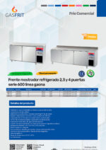 Mesa Refrigerada Acero Inoxidable 2 Puertas Opacas 2 Estantes 1500x600x950h mm GFH114 GASFRIT - Imagen 2