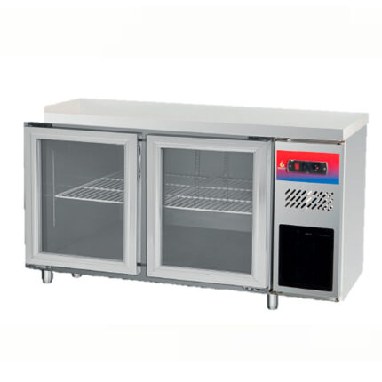 Mesa Refrigerada Acero Inoxidable 2 Puertas de Cristal 2 Estantes 1500x600x950h mm GFH116C GASFRIT