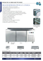 Mesa Refrigerada Acero Inoxidable 2 Puertas Opacas 2 Estantes 285 Litros Gama 600 - 1490x600x850h mm TPS-62 EUTRON - Imagen 2