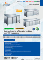 Mesa Refrigerada Acero Inoxidable 4 Puertas Opacas 600 Litros 4 Estantes 2230x700x850h mm GF055 GASFRIT - Imagen 2