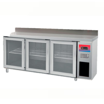Mesa Refrigerada Acero Inoxidable 3 Puertas de Cristal 3 Estantes 2000x600x950h mm GFH117 GASFRIT