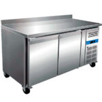 Mesa Refrigerada Acero Inoxidable GN 1/1 - 2 Puertas Opacas 2 Estantes 260 Litros Gama 700 - 1360x700x850h mm GN2200TNEUT EUTRON