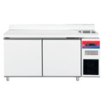 Mesa Refrigerada Acero Inoxidable con Fregadero 2 Puertas Opacas 2 Estantes 1500x600x950h mm GFH124 GASFRIT