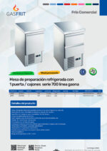 Mesa Refrigerada Acero Inoxidable para Ingredientes 1 Cajón 108 Litros 450x700x875h mm GF802 GASFRIT - Imagen 2