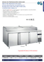 Mesa Refrigerada para Ingredientes 3 Puertas Opacas 3 Estantes 567 Litros Gama 800 - 2020x800x1085h mm SH3000/800 EUTRON - Imagen 2