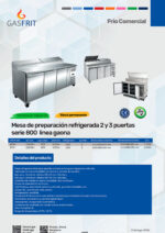 Mesa Refrigerada para Ingredientes GN 1/1-GN 1/6 - 2 Puertas Opacas 2 Estantes 500 Litros 1510x800x1085h mm GF056 GASFRIT - Imagen 2