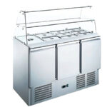 Mesa Refrigerada para Ingredientes GN 1/3 x 4 + GN 1/2 x 1 - 3 Puertas Opacas 3 Estantes 400 Litros 1365x700x1295h mm GFX62 GASFRIT