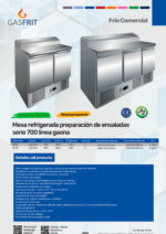 Mesa Refrigerada para Ingredientes GN 1/6 - 2 Puertas Opacas 2 Estantes 270 Litros 900x700x1010h mm GF062 GASFRIT - Imagen 2