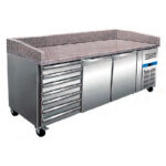 Mesa Refrigerada para Pizza 2 Puertas Opacas 2 Estantes 635 Litros Gama 800 - 2025x800x1000h mm PZ-2610TN EUTRON