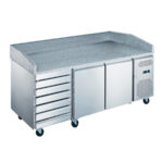 Mesa Refrigerada para Pizza 2 Puertas Opacas 2 Estantes 7 Cajones 645 Litros 2025x800x1000h mm GF061 GASFRIT