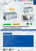Mesa Refrigerada para Pizza 2 Puertas Opacas 2 Estantes 7 Cajones 645 Litros 2025x800x1000h mm GF061 GASFRIT - Imagen 2