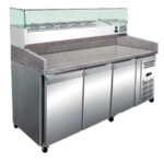 Mesa Refrigerada para Pizza GN 1/3 x 10 - 3 Puertas Opacas 3 Estantes 645 Litros 2025x800x1000h mm GF060+GF066 GASFRIT