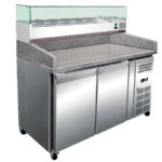Mesa Refrigerada para Pizza GN 1/3 x 3 + GN 1/2 x 1 - 2 Puertas Opacas 2 Estantes 240 Litros 1510x800x1000h mm GF058+GF063 GASFRIT