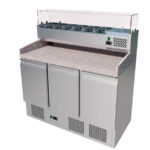 Mesa Refrigerada para Pizza GN 1/3 x 4 + GN 1/2 x 1 - 3 Puertas Opacas 400 Litros 1365x700x1010h mm GFX60+GFX65 GASFRIT