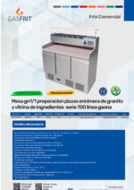 Mesa Refrigerada para Pizza GN 1/3 x 4 + GN 1/2 x 1 - 3 Puertas Opacas 400 Litros 1365x700x1010h mm GFX60+GFX65 GASFRIT - Imagen 2