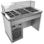 Mesa Topping 36 GN 1/6 Frio, Neutro y Calor para Ingredientes Cristal Recto sin Reserva 2500x700x1200h mm IBIZA250SR INFRIMA