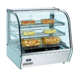 Vitrina Expositora Caliente Calor Seco Cristal Curvo 3 Estantes Sobremesa 120 Litros RTR-120L 678x568x686h mm EUTRON