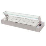 Vitrina Expositora Caliente para Tapas Baño María Sobremesa 4 Cubetas GN1/2 BM-4 - 1170x350x315h mm EUTRON