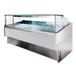 Vitrina Expositora de Congelación con Reserva para Heladería 24 Cubetas Cristal Recto 2150x1130x1200h mm O24 INFRIMA
