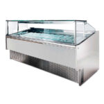 Vitrina Expositora de Congelación con Reserva para Heladería 18 Cubetas Cristal Recto 1500x1130x1200h mm O18 INFRIMA