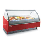 Vitrina Expositora de Congelación con Reserva para Heladería 12 Cubetas Cristal Curvo 1150x1200x1370h mm AM12 INFRIMA