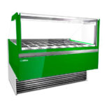 Vitrina Expositora de Congelación con Reserva para Heladería 12+12 Cubetas Cristal Recto 2180x1165x1200h mm G1212 INFRIMA