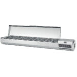 Vitrina de Ingredientes Refrigerada Sobremesa 4 Cubetas G1/3 + 1 Cubeta GN 1/2 Tapa Inox 1400x395x435h mm VRX-1400 EUTRON