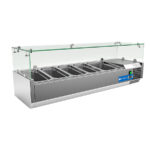 Vitrina de Ingredientes Refrigerada Sobremesa 4 Cubetas G1/3 + 1 Cubeta GN1/2 Cúpula de Cristal 1400x395x435h mm VR-1400 EUTRON