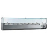 Vitrina de Ingredientes Refrigerada Sobremesa 8 Cubetas G1/3 Cúpula de Cristal 1800x395x435h mm VR-1800 EUTRON