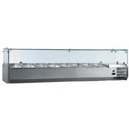 Vitrina de Ingredientes Refrigerada Sobremesa 8 Cubetas G1/3 Cúpula de Cristal 1800x395x435h mm VR-1800 EUTRON