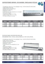 Vitrina de Ingredientes Refrigerada Sobremesa 4 Cubetas G1/3 + 1 Cubeta GN 1/2 Tapa Inox 1400x395x435h mm VRX-1400 EUTRON - Imagen 2