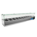 Vitrina de Ingredientes Refrigerada Sobremesa 9 Cubetas G1/3 Cúpula de Cristal 2000x395x435h mm VR-2000 EUTRON