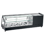 Vitrina para Tapas Refrigerada Sobremesa 5 Cubetas GN 1/3-40 Cristal Recto 1 Estante 1340x395x375h mm GFH127 GASFRIT